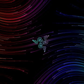 Waves, Colorful abstract, Dark background, Razer