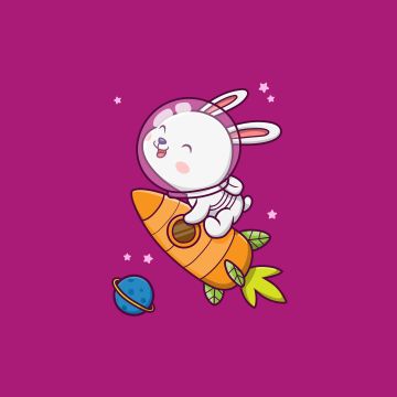 Cute rabbit, Kawaii astronaut, Cute bunny, 5K, Magenta background