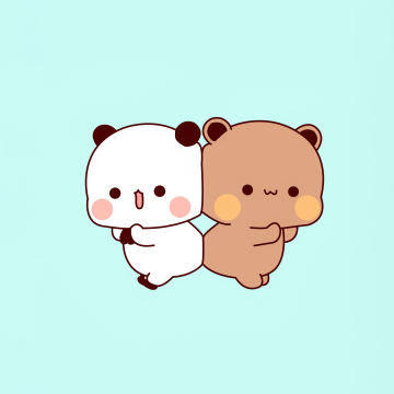 Adorable, Milk bear, Mocha bear, Kawaii couple, Milk and Mocha Bears, Cyan background, Kawaii bear