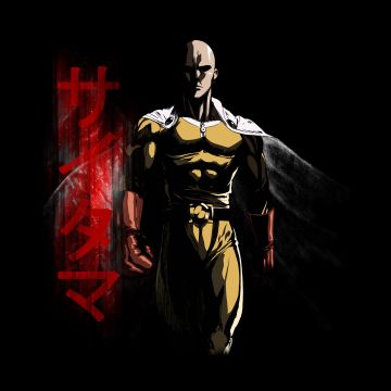 Saitama, Fan Art, One Punch Man, Black background