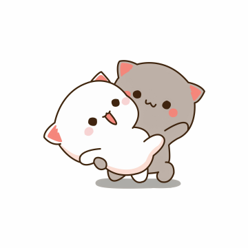 Kitty couple, Kawaii couple, Peach and Goma, Love couple, White background, Peach cat, Goma cat