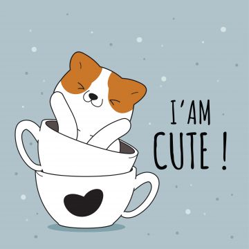 I am Cute, Cute puppy, Kawaii dog, Adorable, 5K, 8K, Cartoon