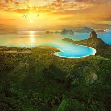 Rio de Janeiro, Scenery, Landscape, Sunrise, Morning, Scenic, Aerial view, Panorama, Forest, Rio, Summer