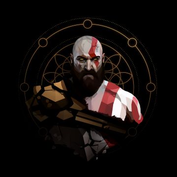 Kratos, Minimalist, God of War, Black background, Low poly