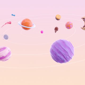 Solar system, Illustration, Planets, Outer space, Gradient background, Windows 11 22H2, Stock