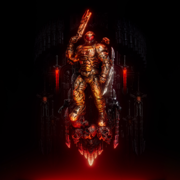 Doom Slayer, Black background, Doom Eternal