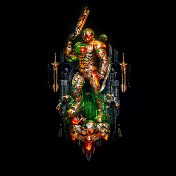 Doom Slayer, AMOLED, Doom Eternal, Black background