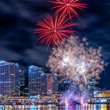 Fireworks, Darling Harbour, Sydney, Australia, Night City, 5K