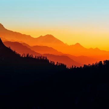 Mountains, Nepal, Himalayas, Silhouette, Sunset, Layers