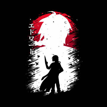 Edward Elric, Silhouette, Black background, Fullmetal Alchemist, 5K