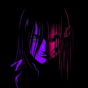 Eren Yeager, Neon art, Aesthetic anime, Attack on Titan, 5K, Shingeki no Kyojin, Black background, AOT