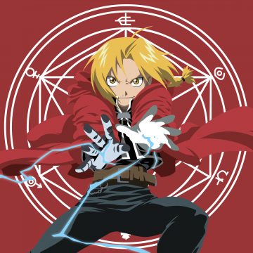 Edward Elric, Lightning Strike, Red background, 5K, Fullmetal Alchemist