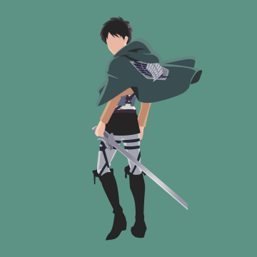 Eren Yeager, Teal background, Minimalist, 5K, Attack on Titan, Shingeki no Kyojin, Pastel teal, AOT, Simple