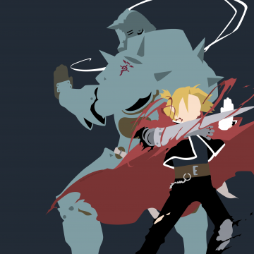 Fullmetal Alchemist, Minimalist, Edward Elric, Alphonse Elric, Dark background, 5K, Faceless