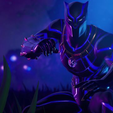 Black Panther, Fortnite, Marvel Superheroes, Neon background