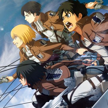 Attack on Titan, Anime series, Levi Ackerman, Mikasa Ackerman, Eren Yeager, Armin Arlert, Shingeki no Kyojin, AOT