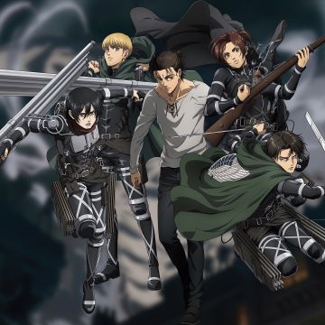 Attack on Titan, Shingeki no Kyojin, Eren Yeager, Armin Arlert, Levi Ackerman, Mikasa Ackerman