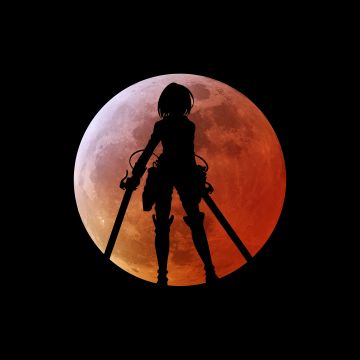 Mikasa Ackerman, Black background, Attack on Titan, 5K, AOT