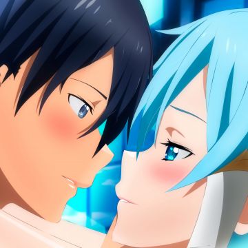 Anime couple, Sword Art Online, Kirito (Kirigaya Kazuto), Sinon (Shino Asada), SAO, Romantic, 5K, 8K