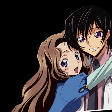 Lelouch Lamperouge, Nunnally, Code Geass, 5K, Anime series, Anime couple, Black background