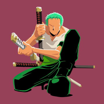 Roronoa Zoro, Illustration, Faceless, One Piece, Pirate Hunter, Maroon background, Three Sword Style