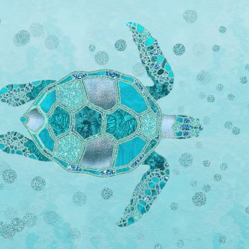 Turtle, Turquoise background, Aqua background, Sea Turtle, Glitter background, Aesthetic