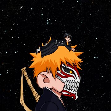 Ichigo Kurosaki, 5K, Bleach, Dark background, Hollow Mask