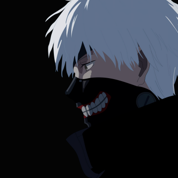 Ken Kaneki, Minimalist, Tokyo Ghoul, Black background, Simple