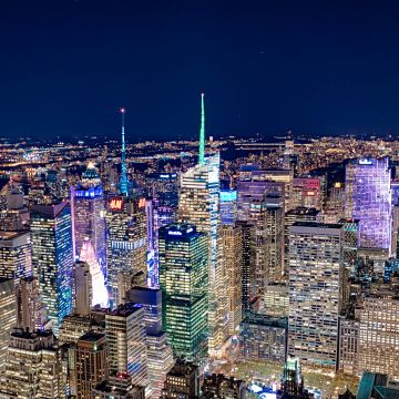 New York City, Nightscape, Skyline, Urban, Cityscape, Night City, City lights, 5K, USA