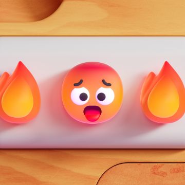 Emoticons, Emoji, 3D background, Fire, Smiley