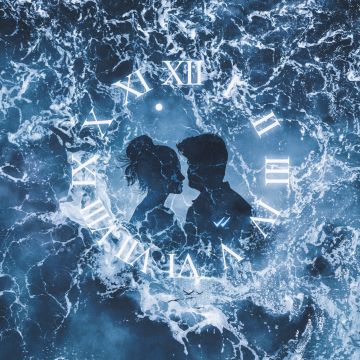 Couple, Clock, Ocean, Surreal