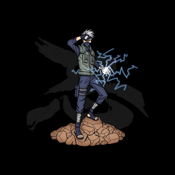 Kakashi Hatake, Raikiri, Naruto, Black background, 5K