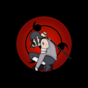 Itachi Uchiha, Mangekyo Sharingan, Black background, 5K