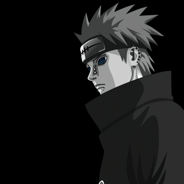 Yahiko, Pain, Naruto, Black background, 5K, Minimalist