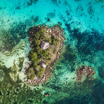 Beach, Praslin, Seychelles, Seascape, Aerial view, Aerial Photography