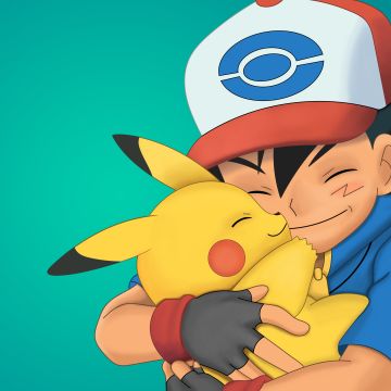 Pikachu, Ash Ketchum, Hug, Pokemon