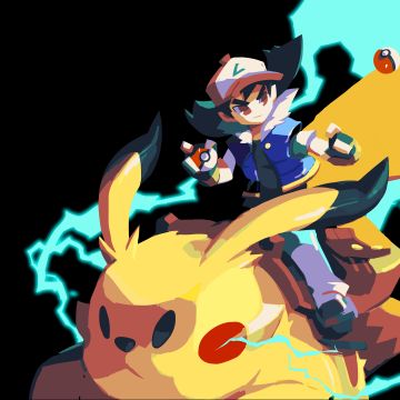 Ash Ketchum, 8K, Pikachu, Pokemon, 5K, Black background