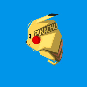 Pikachu, Minimalist, Pokemon, Blue background, 5K, 8K, Simple