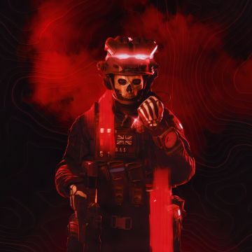 Ghost, Modern warfare 2, Call of Duty, 5K, 8K, Red background