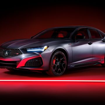 Acura TLX Type S, Sports sedan, Luxury cars, 2023, Red background