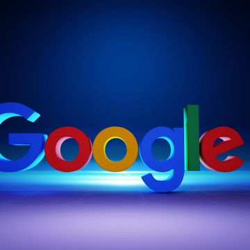 Google, Blue background, 3D Art