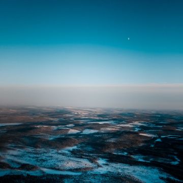 Landscape, Aerial view, Blue Sky, Horizon, Winter, Foggy, Snow