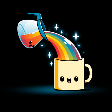 Rainbow, Coffee, Kawaii, Cute cups, Black background, 5K, 8K