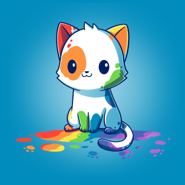 Rainbow cat, Blue background, Cute Cat, 5K, 8K, Colorful