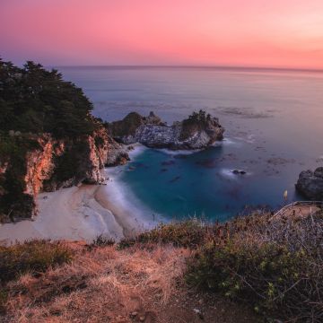 Seashore, Landscape, Beach, Horizon, Sunset, Golden hour, 5K