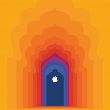 Apple logo, Apple store, India, Yellow background, Aesthetic