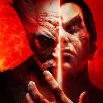 Heihachi Mishima, Kazuya Mishima, Tekken 7, Red background, Fire