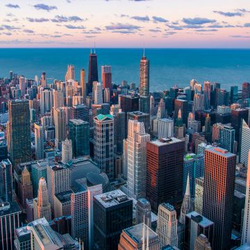 Skyline, Chicago, United States, Cityscape, Aerial view, Skyscrapers