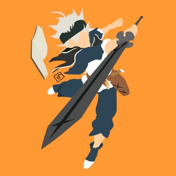 Asta, Faceless, Black Clover, Minimal art, Orange background