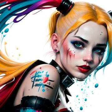 Harley Quinn, DC Superheroes, DC Comics, AI art, Colorful